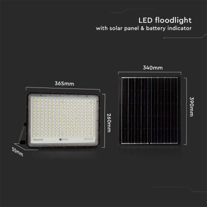 LED-Solarstrahler für den Außenbereich LED/30W/3,2V 4000K schwarz IP65 + Fernbedienung