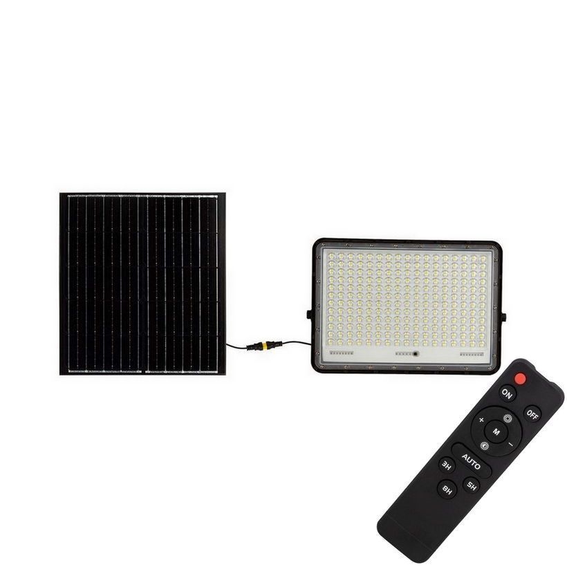 LED-Solarstrahler für den Außenbereich LED/30W/3,2V 4000K schwarz IP65 + Fernbedienung