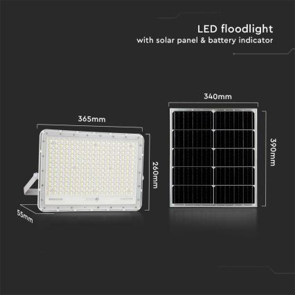 LED-Solarstrahler für den Außenbereich LED/30W/3,2V 6400K weiß IP65 + Fernbedienung