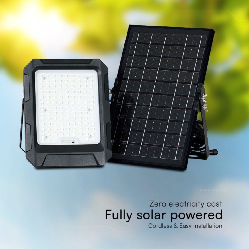 LED Solarstrahler LED/10W/3,7V IP65 4000K 8000 mAh schwarz + Fernbedienung