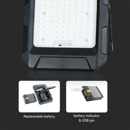 LED Solarstrahler LED/10W/3,7V IP65 4000K 8000 mAh schwarz + Fernbedienung