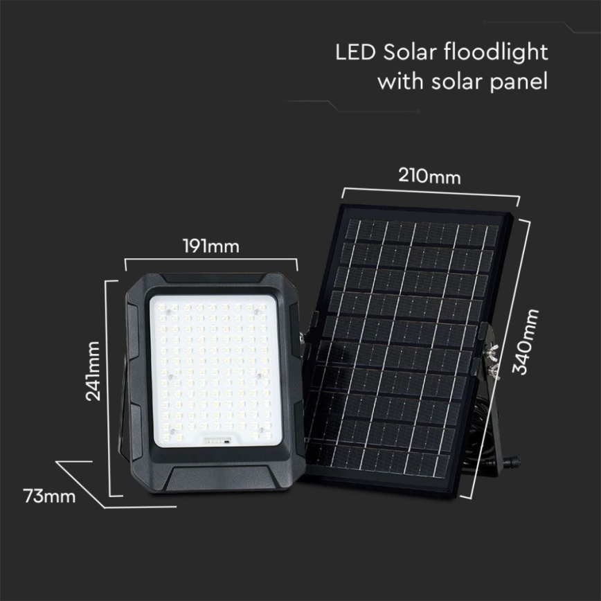 LED Solarstrahler LED/10W/3,7V IP65 4000K 8000 mAh schwarz + Fernbedienung