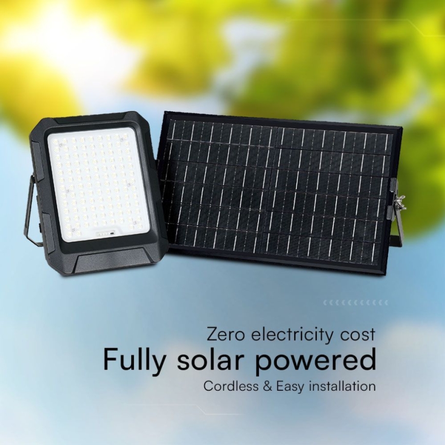 LED Solarstrahler LED/15W/3,7V IP65 4000K 12000 mAh schwarz + Fernbedienung