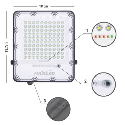 Dimmbarer LED-Outdoor-Solarstrahler LED/50W/3,2V 4500K IP65 schwarz + Fernbedienung