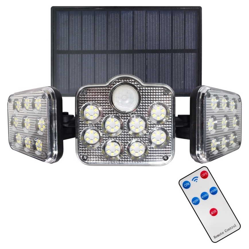 LED-Solarstrahler mit Bewegungs- und Dämmerungssensor LED/20W/3,7V 1200 mAh IP44 + Fernbedienung