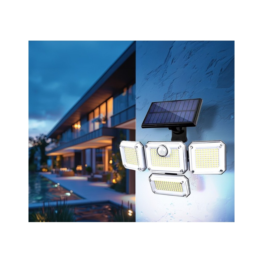 LED-Solarstrahler mit Sensor GLOW LED/2,5W/3,7V 6500K IP44 2400 mAh + Fernbedienung