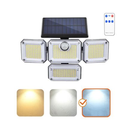 LED-Solarstrahler mit Sensor GLOW LED/2,5W/3,7V 6500K IP44 2400 mAh + Fernbedienung