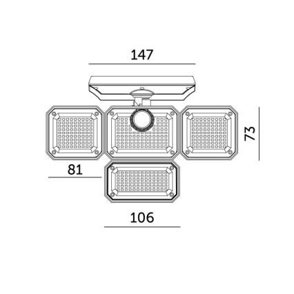 LED-Solarstrahler mit Sensor GLOW LED/2,5W/3,7V 6500K IP44 2400 mAh + Fernbedienung