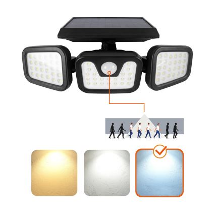 LED-Solarstrahler mit Sensor LED/1,5W/3,7V 6000K IP44 2400 mAh