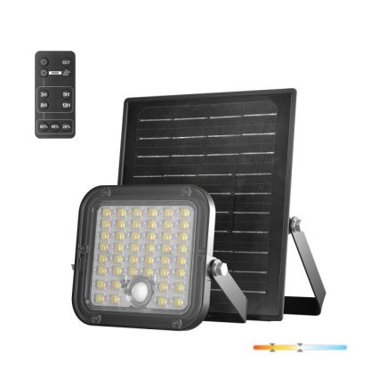 Dimmbarer LED-Solarstrahler mit Sensor LED/10W/3,7V 3000/4000K IP65 3600 mAh + Fernbedienung