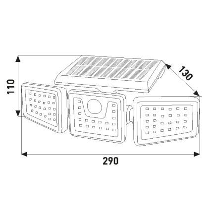 LED-Solarstrahler mit Sensor LED/14W/3,7V 1800 mAh IP54