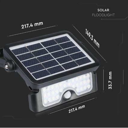 LED Solarstrahler mit Sensor LED/5W/3,7V IP65 4000K