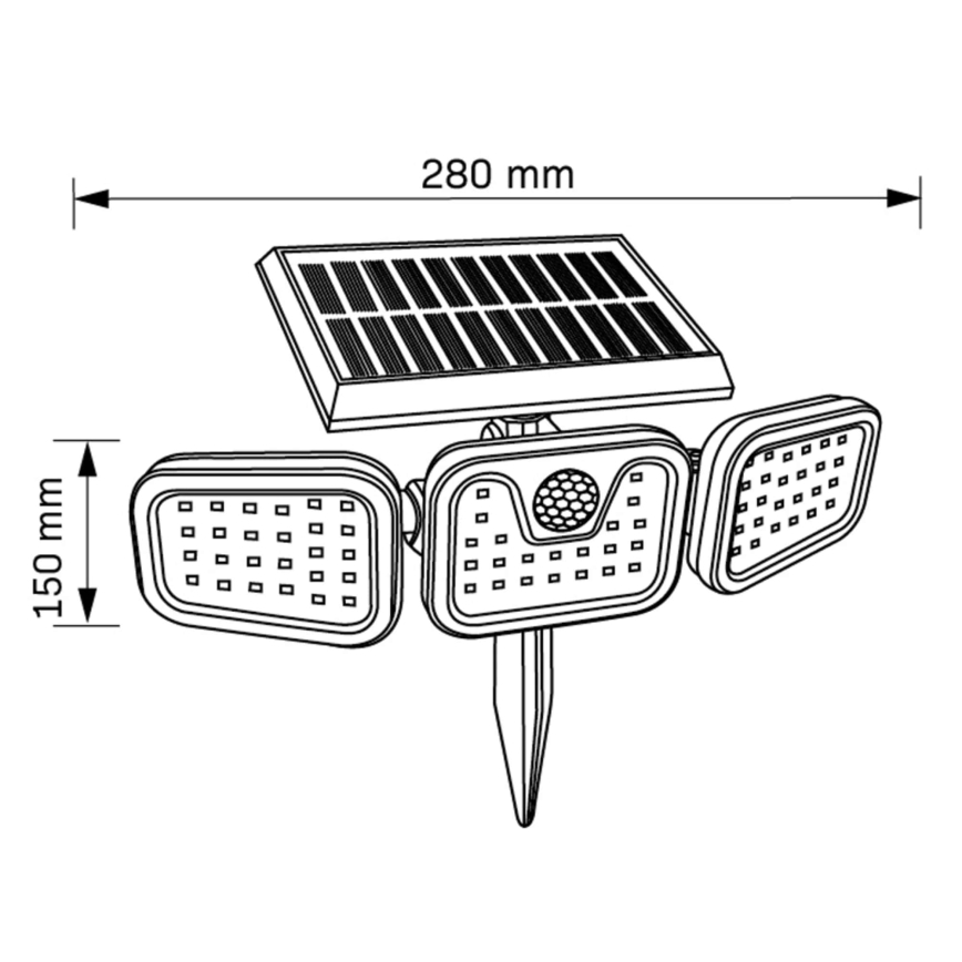 LED-Solarstrahler mit Sensor TRIO LED/0,6W/3,7V 1200 mAh IP44