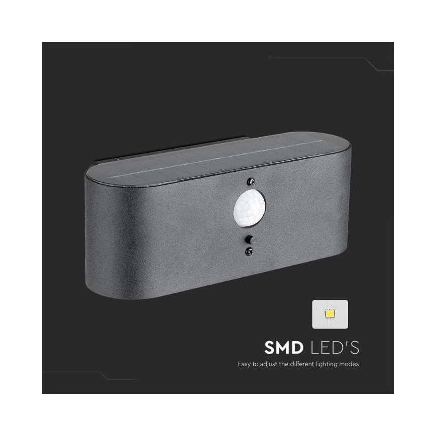 LED-Solarwandleuchte für den Außenbereich mit Sensor LED/2,5W/3,7V 3000K IP54