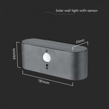 LED-Solarwandleuchte für den Außenbereich mit Sensor LED/2,5W/3,7V 3000K IP54