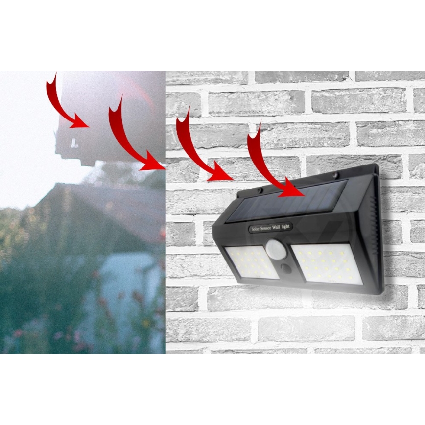 LED-Solarwandleuchte mit Sensor LED/1,2W/3,7V 2400 mAh IP54