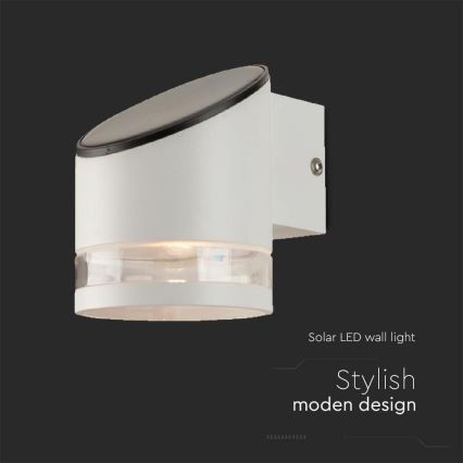 LED-Solarwandleuchte mit Sensor LED/1W/3,7V IP54 3000K 1200 mAh weiß