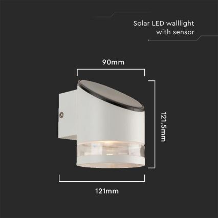 LED-Solarwandleuchte mit Sensor LED/1W/3,7V IP54 3000K weiß