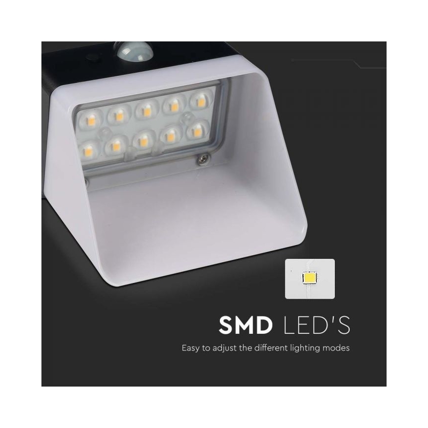 LED-Solarwandleuchte mit Sensor LED/2W/3,7V 4000K IP65