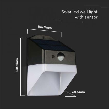 LED-Solarwandleuchte mit Sensor LED/2W/3,7V 4000K IP65