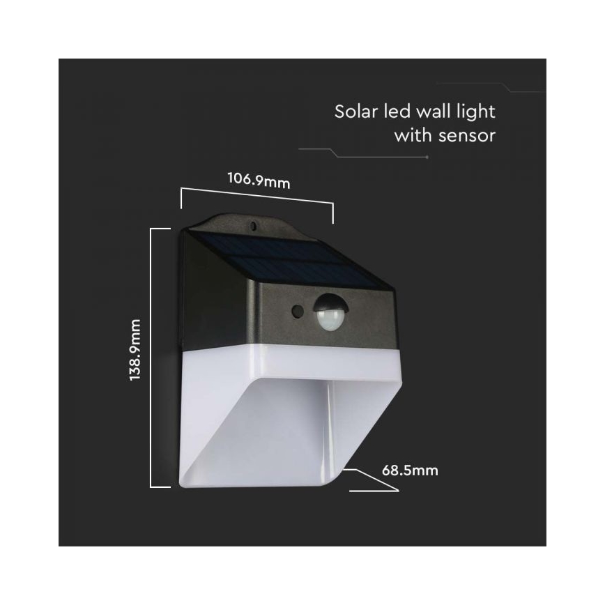 LED-Solarwandleuchte mit Sensor LED/2W/3,7V 4000K IP65