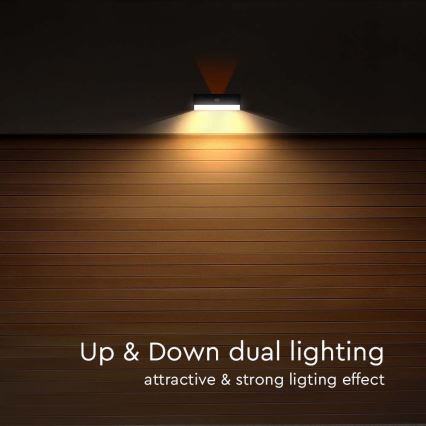 LED-Solarwandleuchte mit Sensor LED/3W/3,7V 3000K/4000K IP65 1200 mAh schwarz