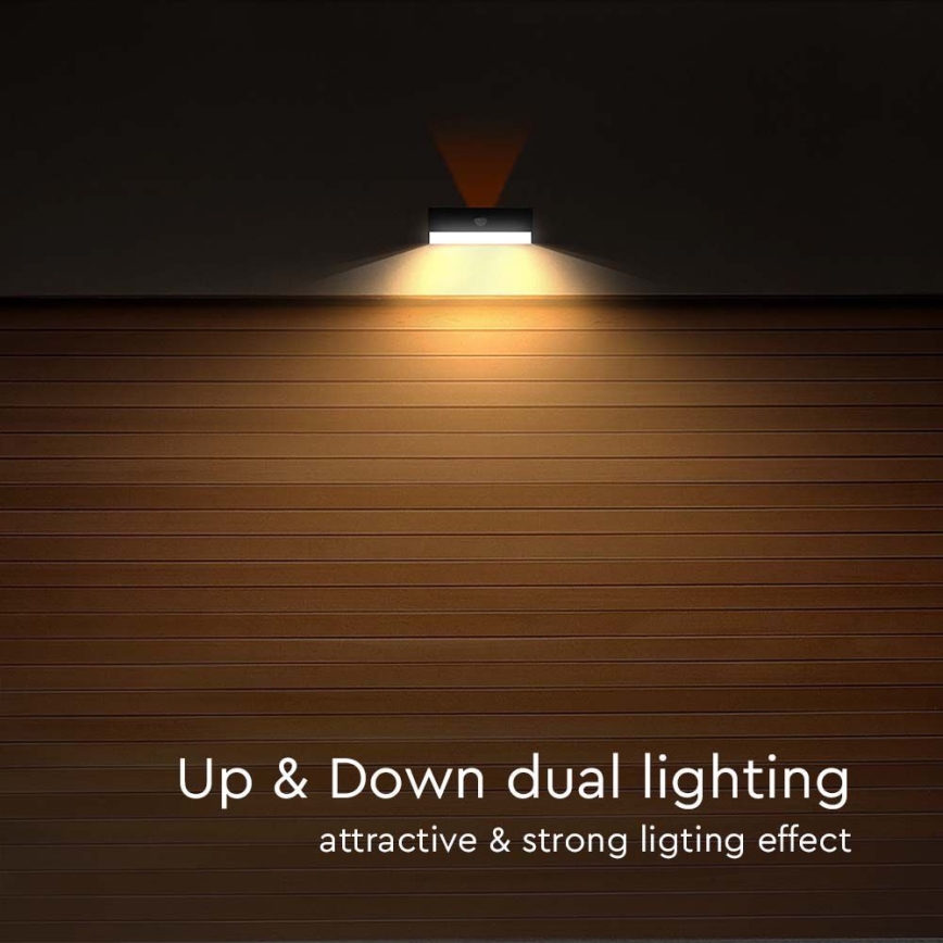 LED-Solarwandleuchte mit Sensor LED/3W/3,7V 3000K/4000K IP65 1200 mAh schwarz