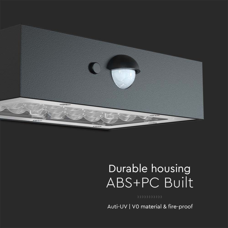 LED-Solarwandleuchte mit Sensor LED/3W/3,7V 3000K/4000K IP65 1200 mAh schwarz