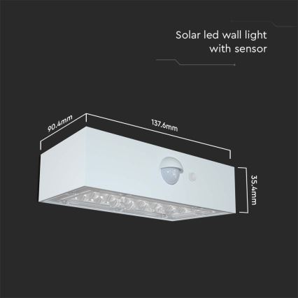 LED-Solarwandleuchte mit Sensor LED/3W/3,7V 3000K/4000K IP65 weiß