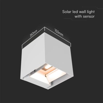 LED-Solarwandleuchte mit Sensor LED/3W/3,7V IP65 4000K weiß