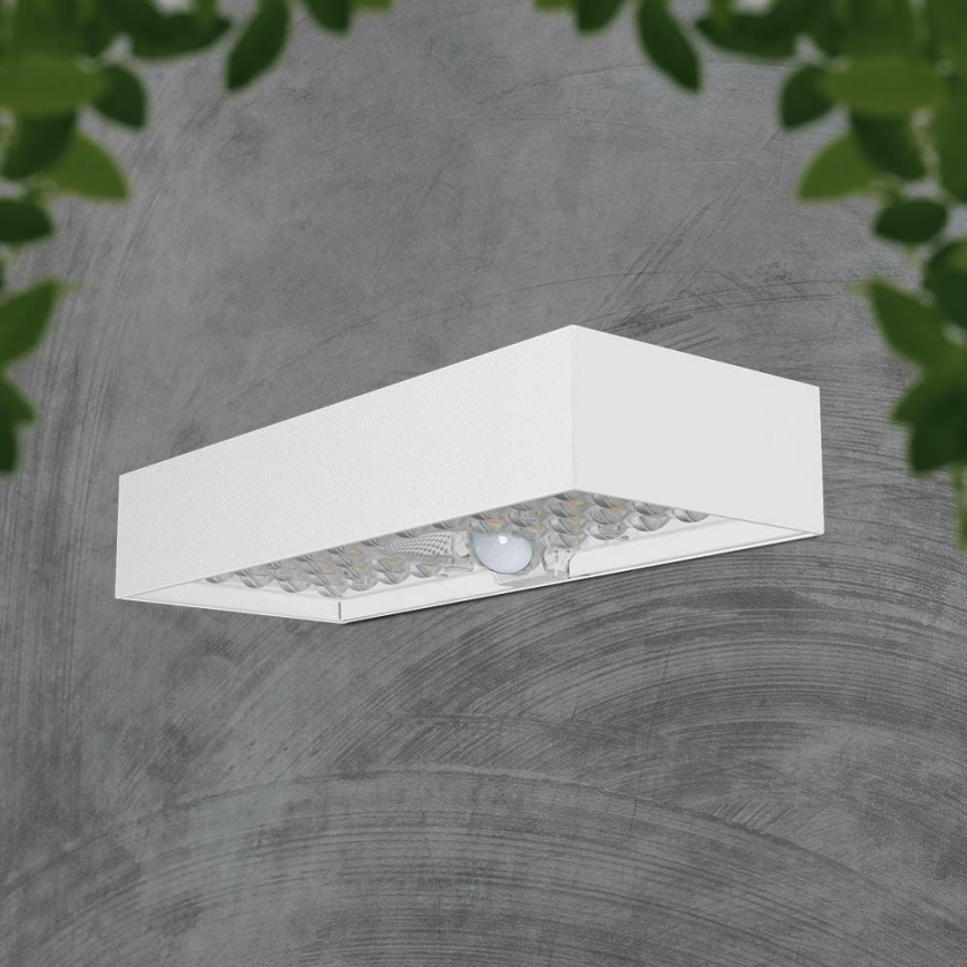 LED-Solarwandleuchte mit Sensor LED/6W/3,7V IP65 4000K 3000 mAh weiß