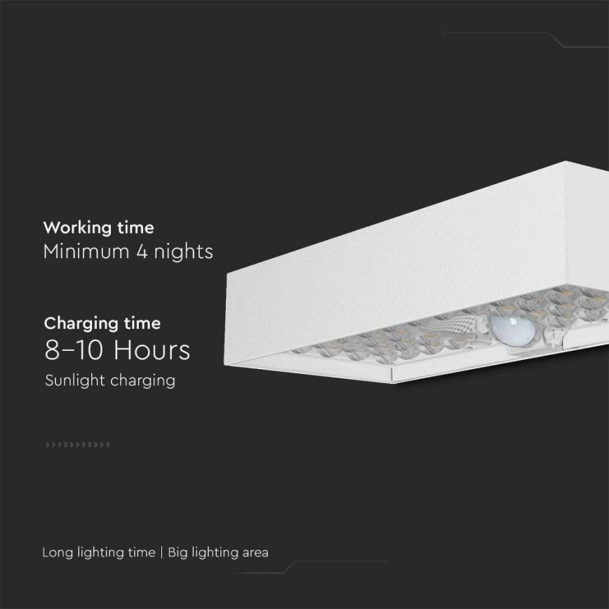 LED-Solarwandleuchte mit Sensor LED/6W/3,7V IP65 4000K 3000 mAh weiß