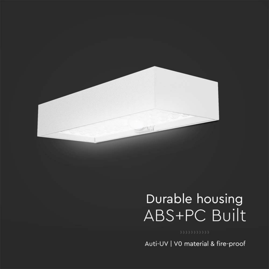 LED-Solarwandleuchte mit Sensor LED/6W/3,7V IP65 4000K 3000 mAh weiß