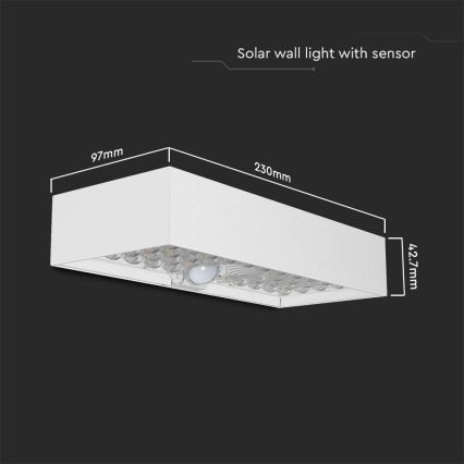 LED-Solarwandleuchte mit Sensor LED/6W/3,7V IP65 4000K 3000 mAh weiß