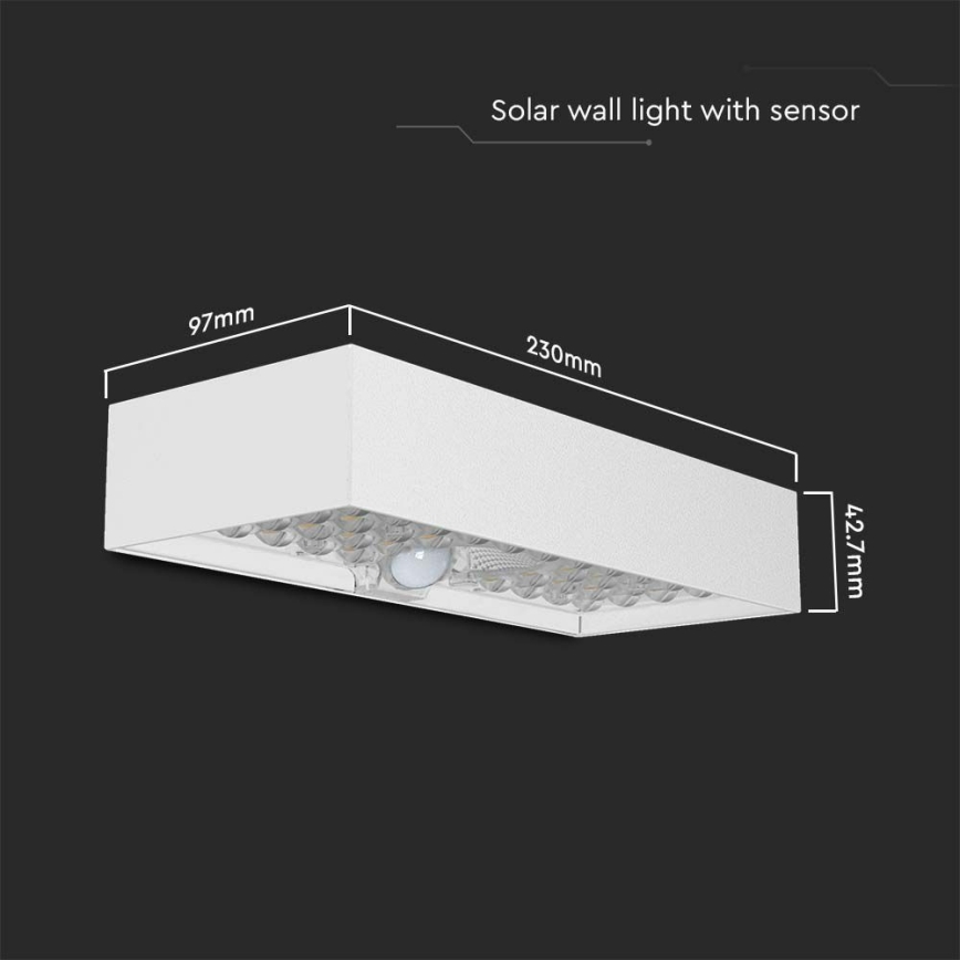 LED-Solarwandleuchte mit Sensor LED/6W/3,7V IP65 4000K 3000 mAh weiß