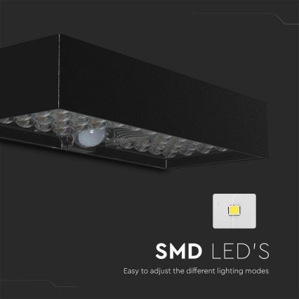 LED-Solarwandleuchte mit Sensor LED/6W/3,7V IP65 4000K schwarz