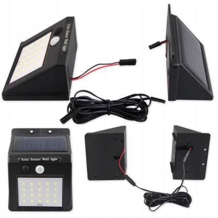 LED-Solarwandleuchte mit Sensor und externem Panel LED/0,55W/3,7V 1200 mAh IP65