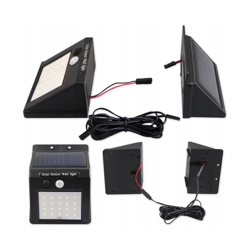 LED-Solarwandleuchte mit Sensor und externem Panel LED/0,55W/3,7V 1200 mAh IP65