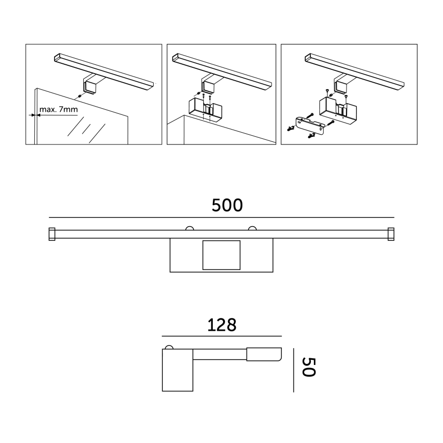 LED-Spiegelbeleuchtung für Badezimmer LED/10W/230V 4000K IP44 50 cm