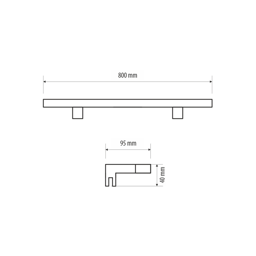 LED-Spiegelbeleuchtung für Badezimmer MIRROR LED/12W/230V 80 cm IP44 schwarz