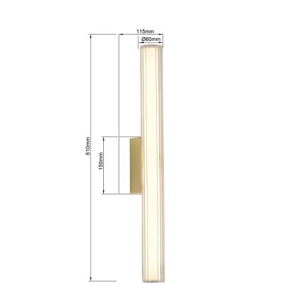 LED-Badezimmer-Spiegelleuchte LINEA, 12 W, 230 V, 3000/4000/6000 K, IP44, 61 cm, goldfarben