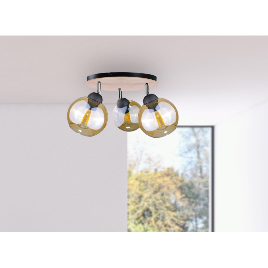 Punktstrahler THEA WOOD 3xE27/60W/230V Ø 30 cm