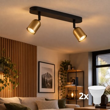 LED-Spot TOP 2xGU10/10W/230V gold/schwarz