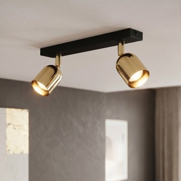 LED-Spot TOP 2xGU10/10W/230V schwarz/gold