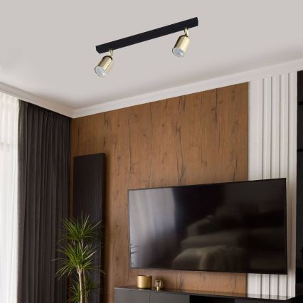 LED-Spot TOP 2xGU10/10W/230V schwarz/gold