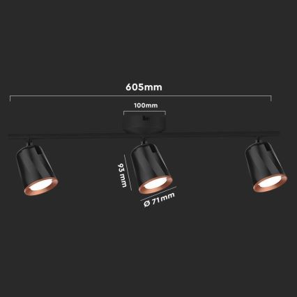 LED Spotleuchte 3xLED/5W/230V 4000K schwarz