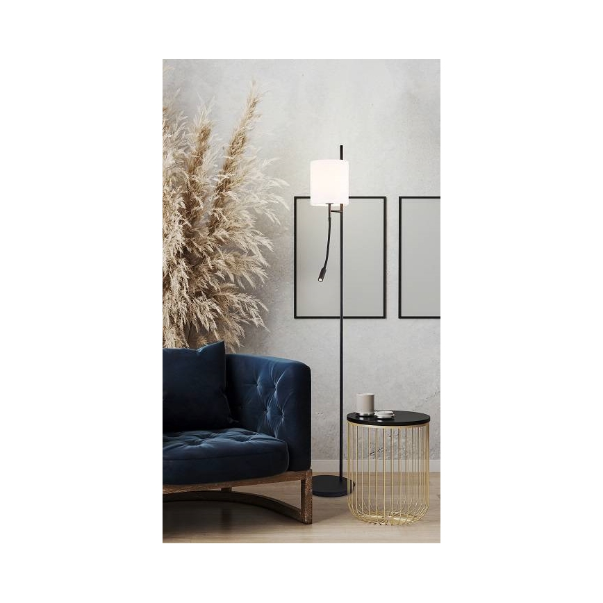 LED-Stehlampe TOKYO 1xE27/40W/230V + LED/3W schwarz/weiß