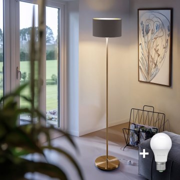 LED-Stehlampe TUNJA 1xE27/20W/230V Ø 30 cm gold/taupe