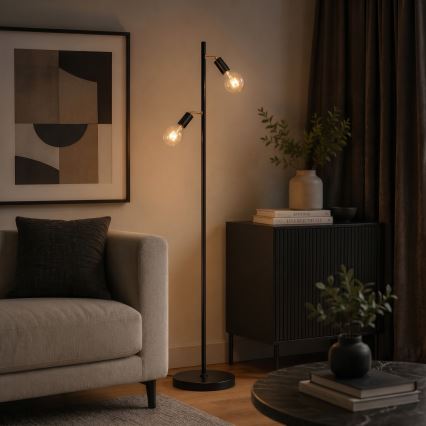 LED-Stehleuchte 2xE27/7W/230V 2000K schwarz/gold