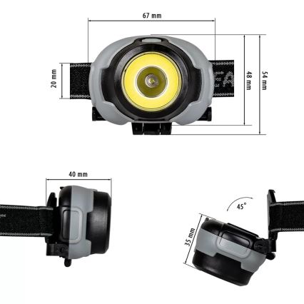 LED-Stirnlampe 2xLED/3xAAA IP44 170 lm